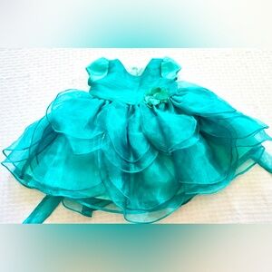 Nanette Baby Girls Aqua Teal Holiday Party Dress 3–6M Layered Organza Bow Back